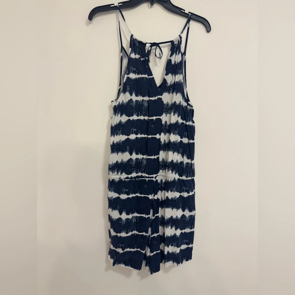 LOFT Navy and White Tie-Dye Romper - Picture 5 of 5